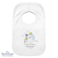 Personalised The Snowdog My 1st Christmas Bib Blue